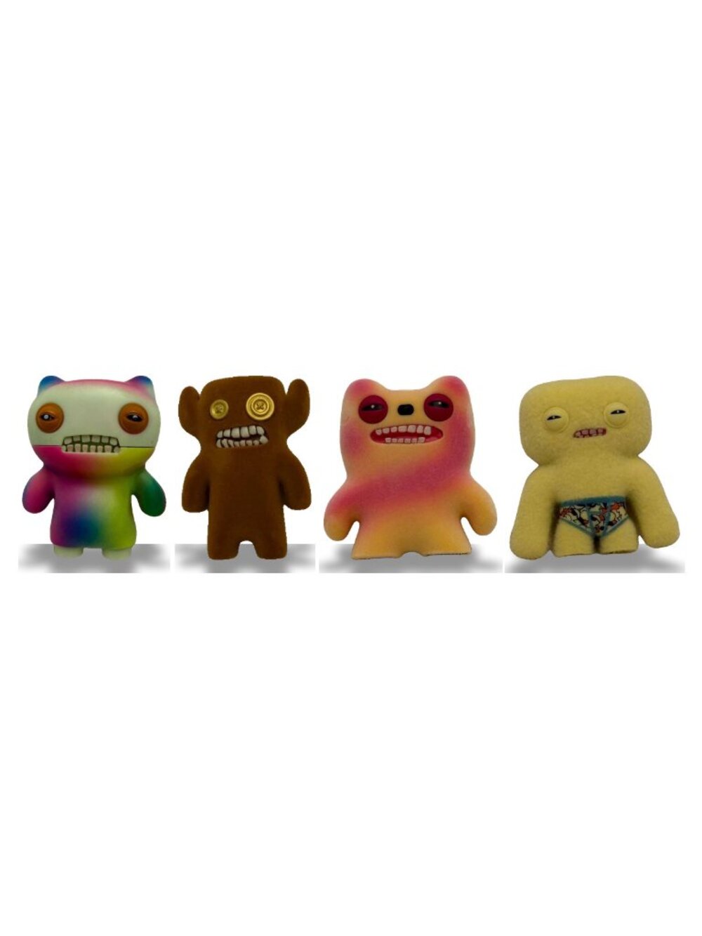Fuggler 4-Pack Combo 2.5" Mini Monsters Hinged Felt Swirl Yellow